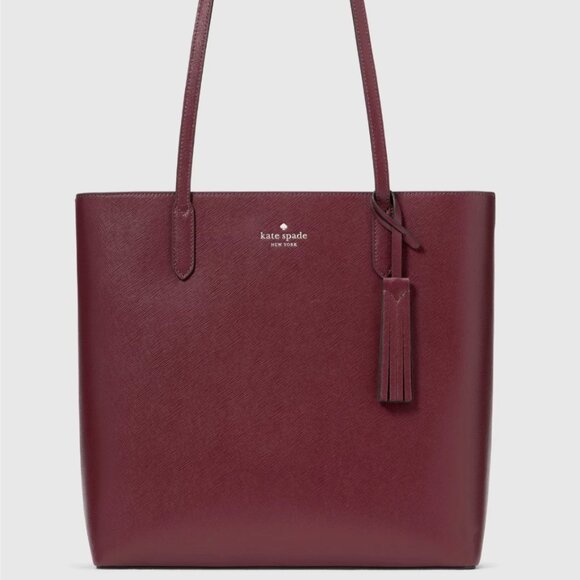 New Kate Spade Jana Tote Saffiano Leather Dark Merlot - Picture 1 of 4